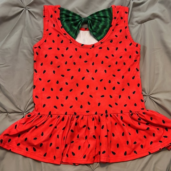 Girls Watermelon matching summer shorts and tank top set.  Soft comfy material - Picture 4 of 5